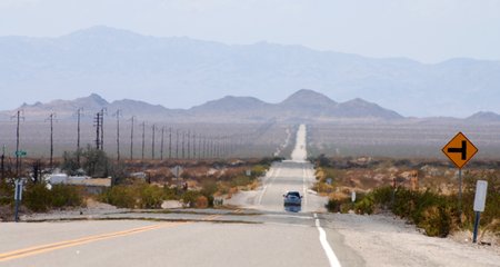 La Route 66 dans le désert Mojave.