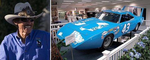 Le pilote Richard Petty et sa Plymouth Superbird